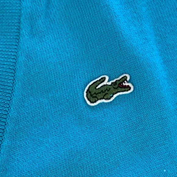 Lacoste V-Neck Sweater in Vibrant Turquoise - Picture 5 of 7